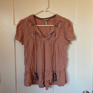 Knox Rose Embroidered Blouse in Mauve